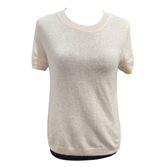 Quince Sweaters - Quince Women 100% Cashmere Short Sleeve Crewneck Sweater Ivory Cream Small